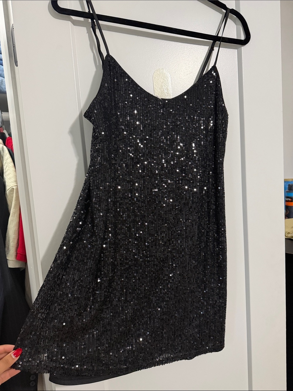 Ardene Black Sequin Mini Slip Dress